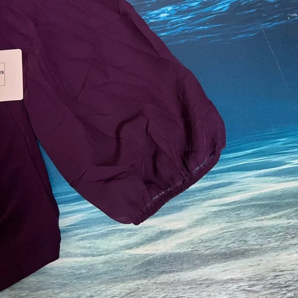 ☀️PerSeption Concept Ruffled Off-Shoulder Purple Blouse - Picture 3 of 6